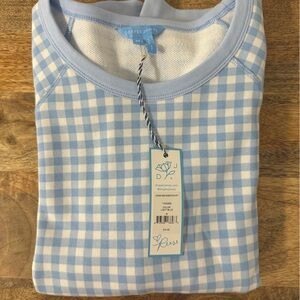 Light blue gingham sweatshirt